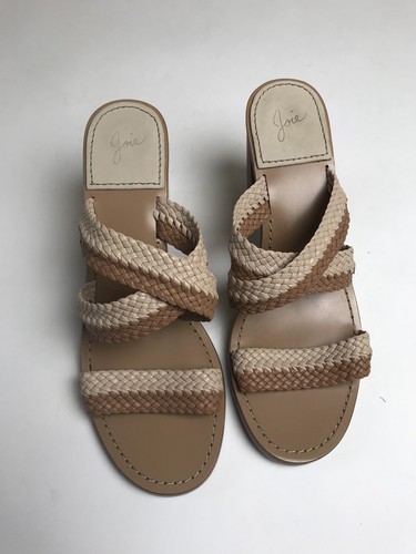 JOIE 36.5 Women’s What’s Going On Braided Heeled Sandals Mules Brown 3.5”