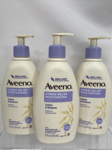 (3) AVEENO Stress Relief Lavender Chamomile Oatmeal Moisturizing Lotion 12oz