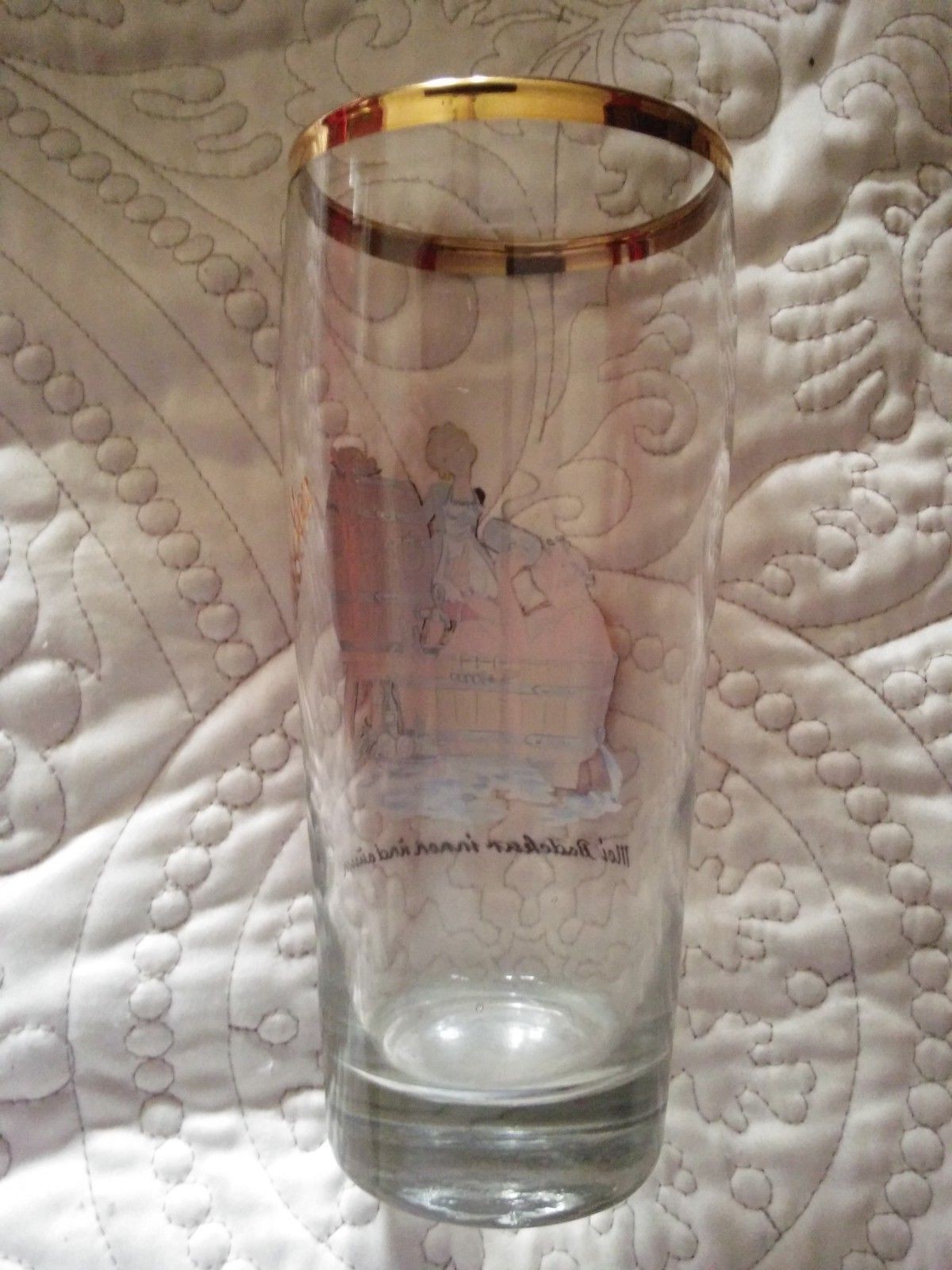 German Wine/Beer Gold Rim Glass Mei Badekur Innen undaussen 0.5 L