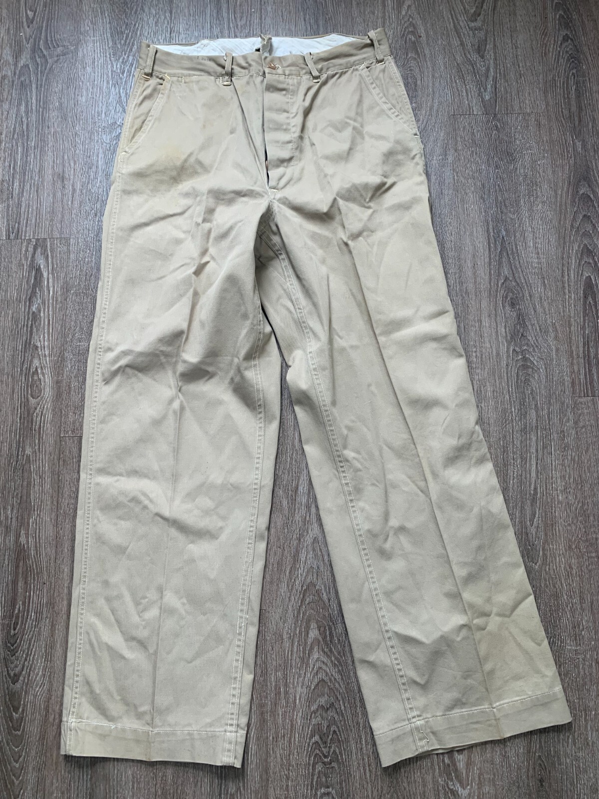 Vintage 40s 50s Button Fly Chino Military Army Khaki Pants Vintage 40s 50s Button Fly Chino Military Army Khaki Pants
