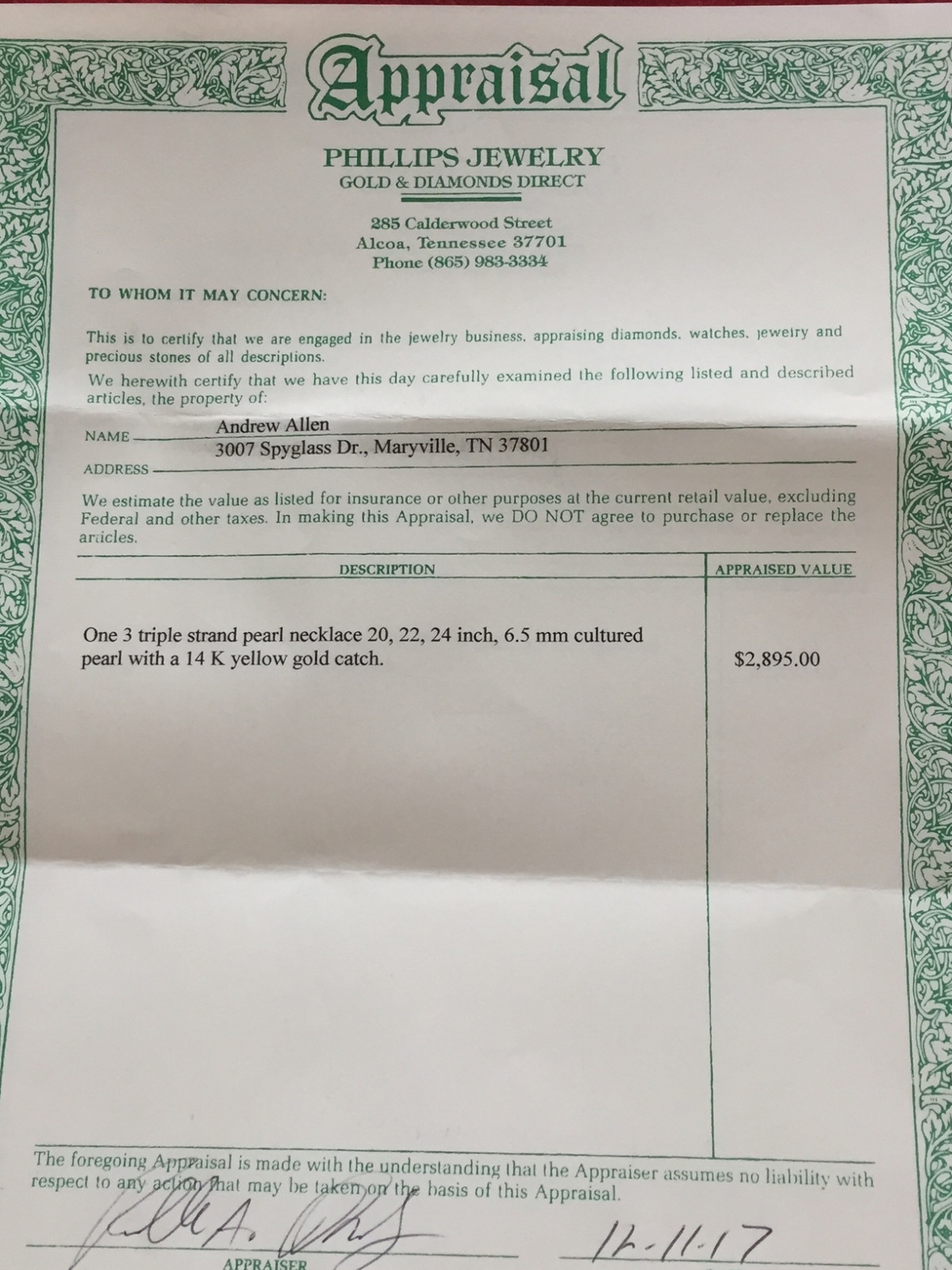 MUST SELL-REAL Pearl Necklace - 3 Strand - Gold Clasp -  JEWELER APPRAISED !!!