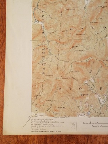 1912 topography map state of Maine Oxford County Bethel quadrangle 20x16.5