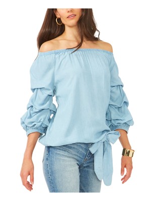 

VINCE CAMUTO Женский голубой топ с открытыми плечами, Light blue