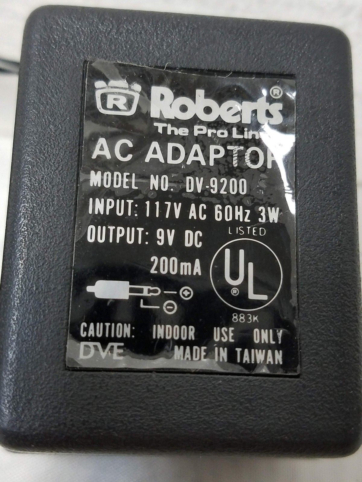 Roberts DV-9200 DC Adapter (9 Volts-200ma) Vintage DOD/Dunlop Pedals