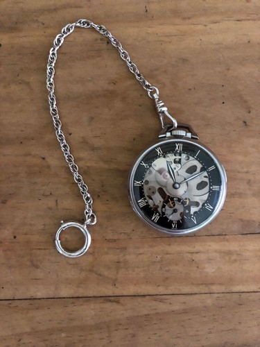 1940's Girard-Perregaux Shell Oil Skeleton Pocket Watch & Fob chain.