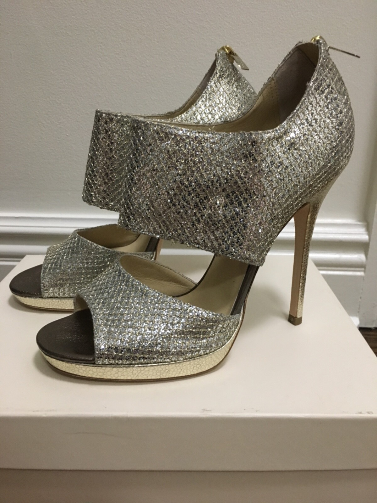New Jimmy Choo Champagne Glitter Sandals Size 39 | eBay