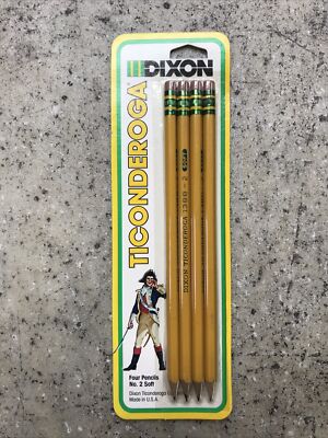 Vintage NOS 4 Pack Dixon Ticonderoga 1388-B-2 No. 2 Soft Pencils USA Made Rare!