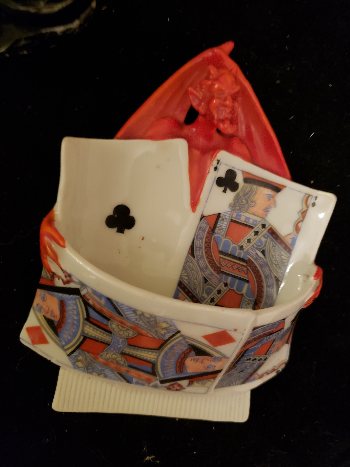 Royal Bayreuth Rare Devil with cards Hanging Match Striker Holder