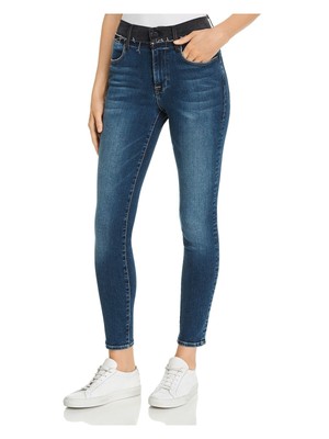 

Женские синие джинсы скинни FRAME  с потертостями, Синий, LHSKBFW230