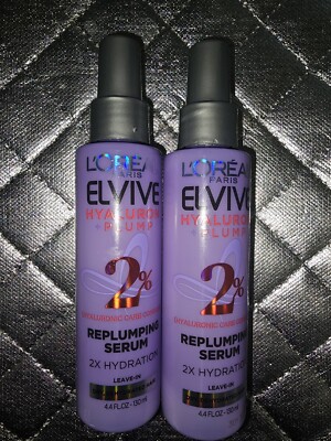 L'Oreal Elvive Hyaluron + Plump Replumping Moisture Hair Serum 4.4Oz Lot Of 2