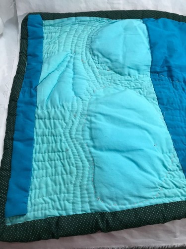 Hand Made Quilted Wall Hanging Table topper garden flag scenic clouds hill 3D