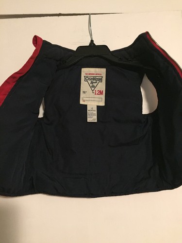 Oshkosh B'gosh Infant Boys Size 12 Month Red Puffer Vest