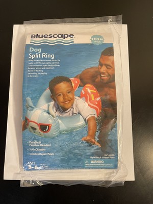 Bluescape Blue Donut Dog Float Split Inflatable Swim Ring Pool Float New Sealed