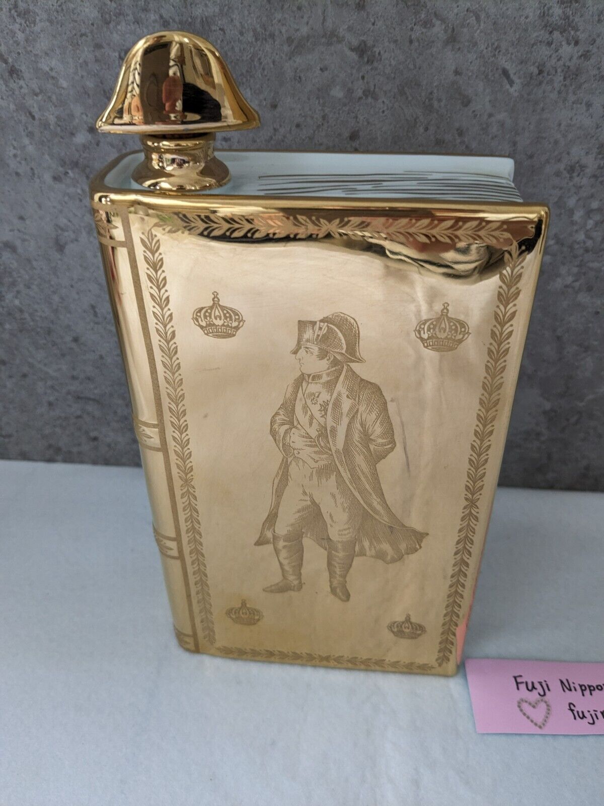 Camus Napoleon Cognac Empty Bottle Golden book-shaped bottle Camus Napoleon Cognac Empty Bottle Golden book-shaped bottle
