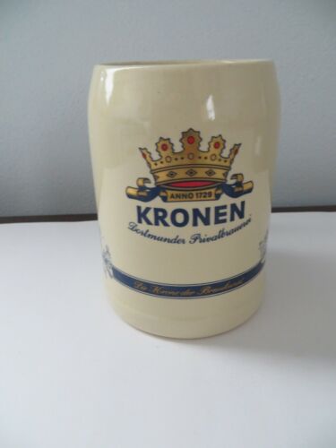 Vintage Kronen Dortmunder Privatbrauerei Beer Mug Stein  German Bier .5L