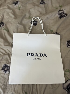 Prada Milano White Empty Shopping Gift Paper Bag - 13.75x14x4.75 
