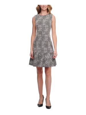 

DKNY Женское черное платье-футляр без рукавов с оборками выше колена для работы, Черный