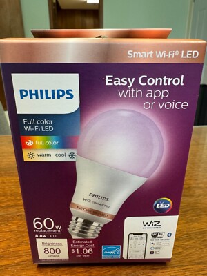 Philips smart BLUETOOTH ALEXA WIZ wifi light bulb FULL COLOR 60W