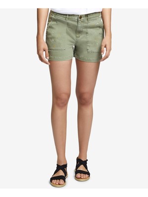 Повседневные шорты SANCTUARY Womens Green Field с брызгами краски на талии 24