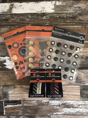 Recollections Halloween Brads Rhinestone Stickers Washi 5 Pack Bundle New