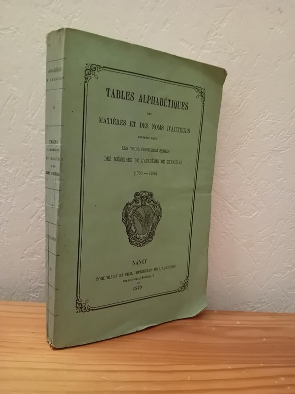 Tables AlphabÃ©Tiques - M. Simonin PÃ¨Re - Sordoillet Et Fils - 1870