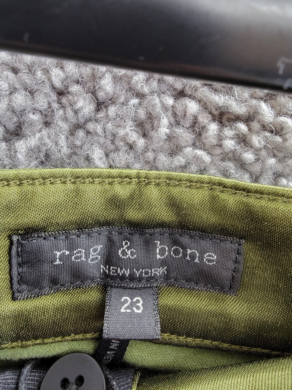 rag & bone Cailyn Satin Cargo Pants Women's 23 Army Green Straight Button Zip - Picture 11 of 18