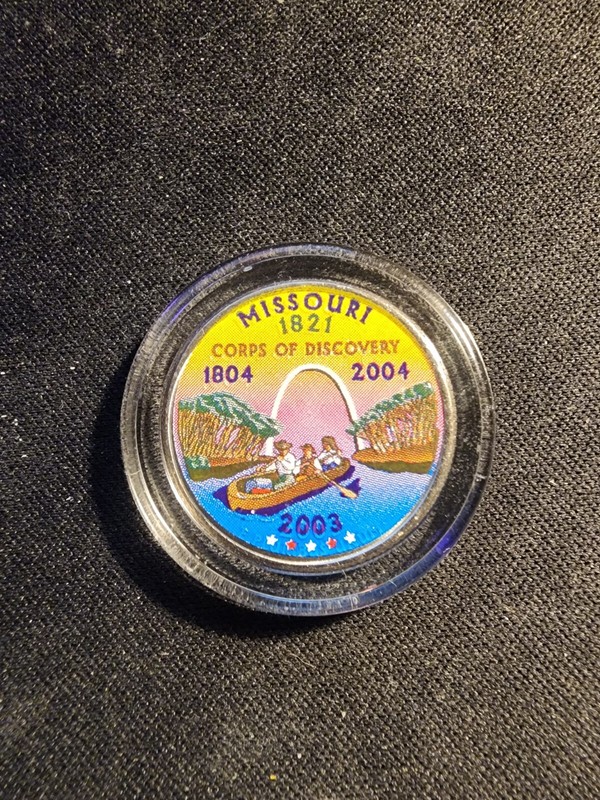 2003 Usa Quarter 1/4 State Missouri Colour Colourized Coin Unc Corps Discovery