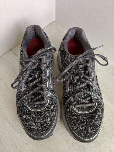 Brooks Womens 7.5M GTS17 DNA Black Gray Purple Running Shoe EUC