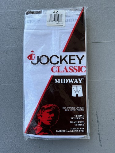 Jockey Classic Men’s 42 White Cotton Midway Inverted Y Front Fly VTG Made USA