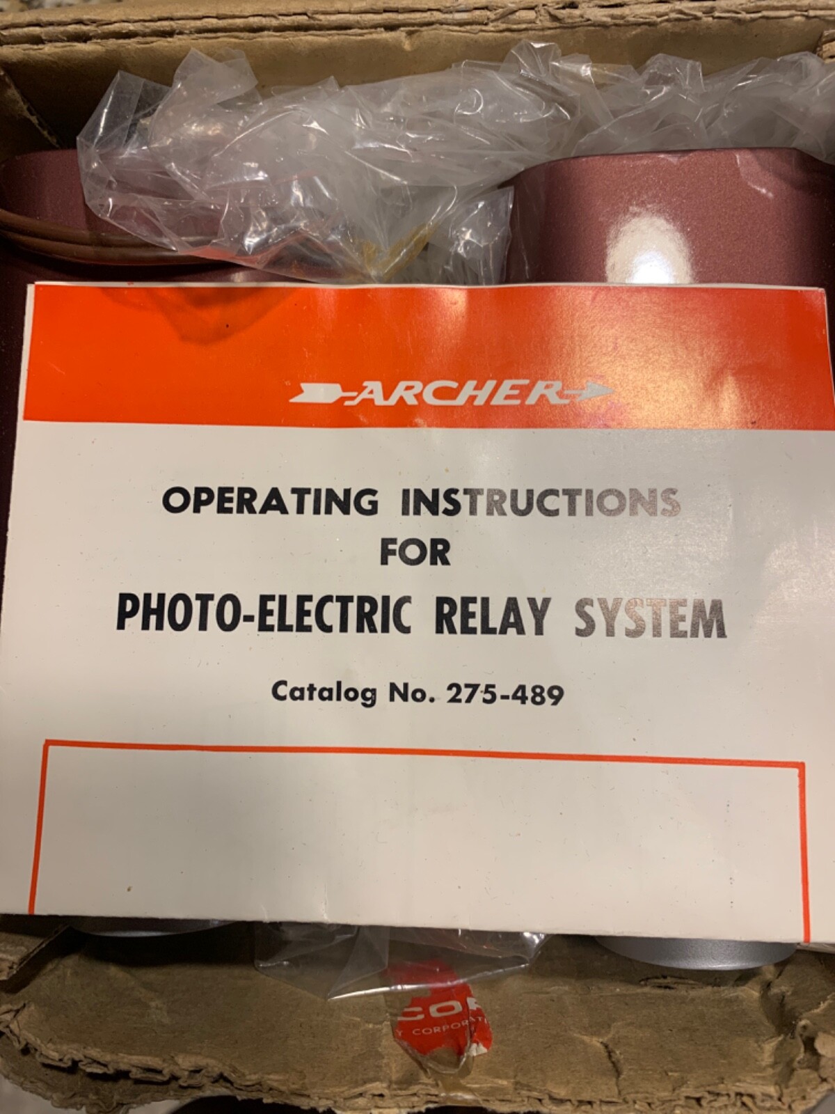 Radio Shack 275-489 ARCHER Photo-Electric Relay System Entryway Security NOS MIB