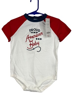 New Gymboree 18- 24m Baby Bodysuit T-Shirt Proud To Be American Red White Blue