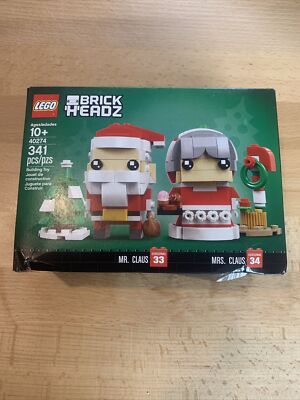 Lego BrickHeadz #33 & #34 Mr. & Mrs. Santa Claus Set 40274 Sealed Damaged Box