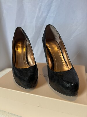 BCBGeneration Blue Lizard Penni Platform Stiletto Leather Pumps Women's Size 7