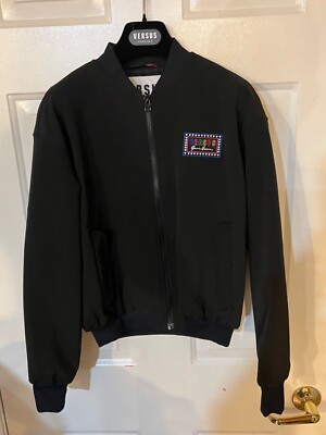 New Versace Versus Women's Black Bomber style Jacket Coat Sz 40 IT 4 US