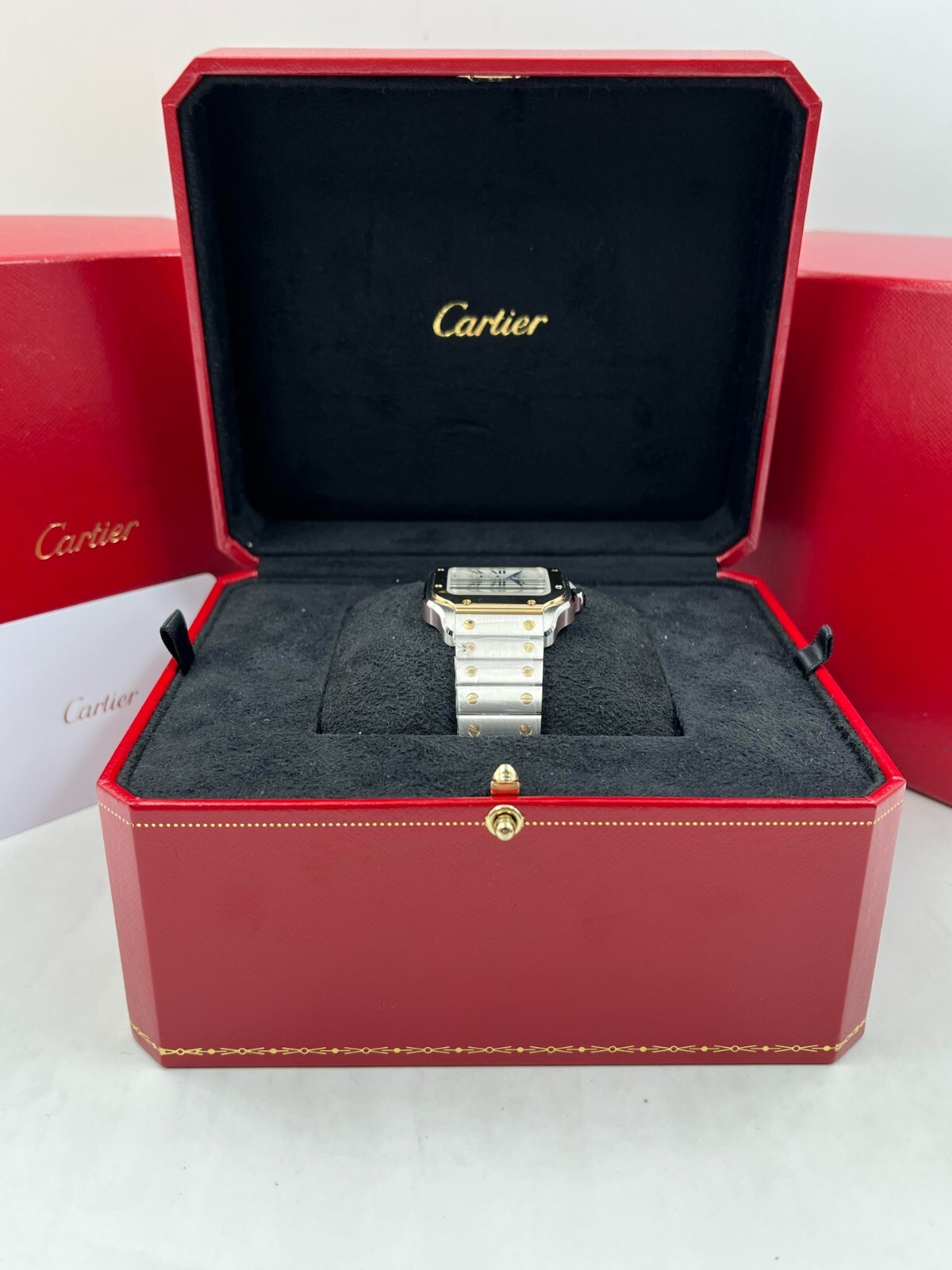 Pre-owned Cartier Santos White Dial Medium Size 35mm Two Tone W2sa0016 Unworn 2023