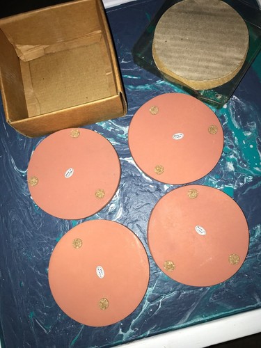 Round Terra Cotta Ceramic Drink Coaster Set of 4 - Garden Outdoor Theme Bird Bee