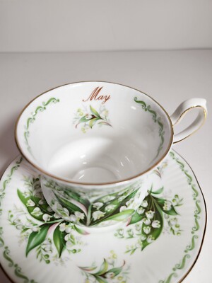 Vintage Queens Flower of the Month Tea Cup & Saucer MAY Lily Of The Valley