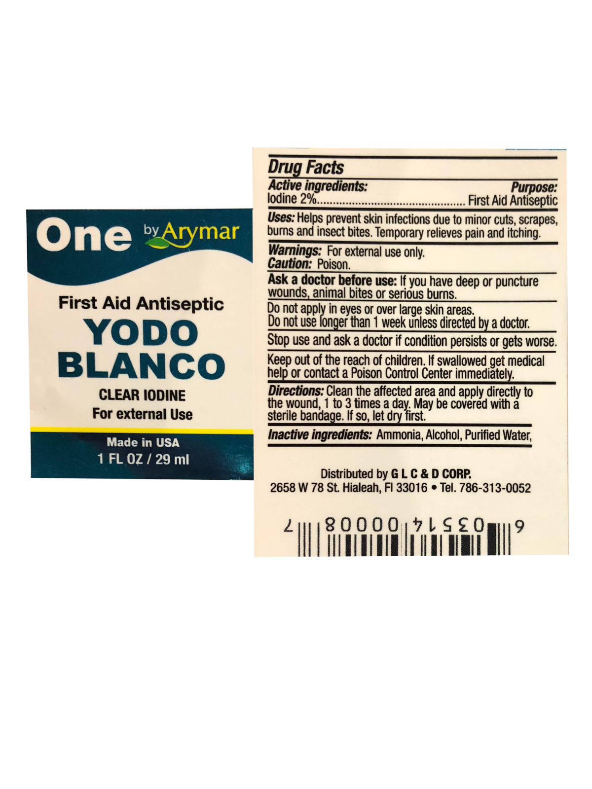 Arymar Yodo Blanco / Decolorized Iodine 1 FL OZ (Pack of 3)