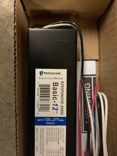 B295PUNVHE Universal Ballast Operates 1 or 2 Bulbs F96T12/HO Bulbs 120/277V