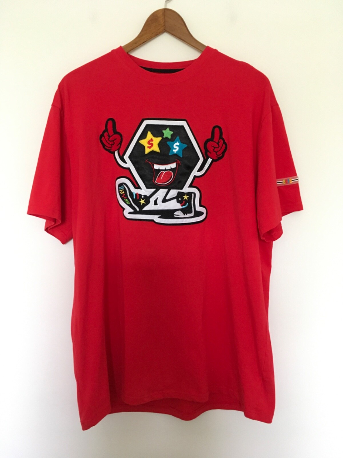 FREAKY B-boy Tee RED　フリーキー　Tシャツ　ストリート BKYS Black Keys Red Short Sleeve T Shirt Men's Sz 3XL Embroidered