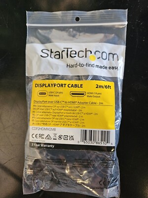 Brand New StarTech.com USB-C to DisplayPort Cable 1.8m/6ft - Fast Shipping!