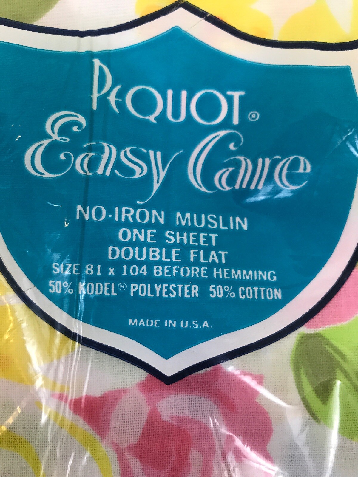 Set Sheets Vintage Full Flat & Pillowcases Floral New Pink Blue Yellow Pequot