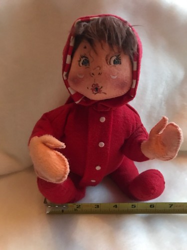 Annalee ‘92 ELF Dressed in Red and White Pajamas Blue Eyes~Excellent Condition!