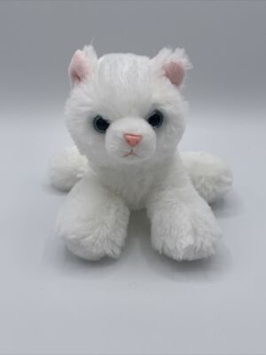 Aurora White Kitty Cat Plush Blue Eyes Stuffed Animal 2021 Pink Ears Nose 7inch