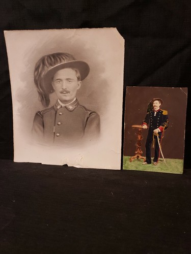 ITALIAN SOLDIER BERSAGLIERI 1882 OFFICER HAND COLORED & ANTIQUE PHOTOGRAPH LOT 2