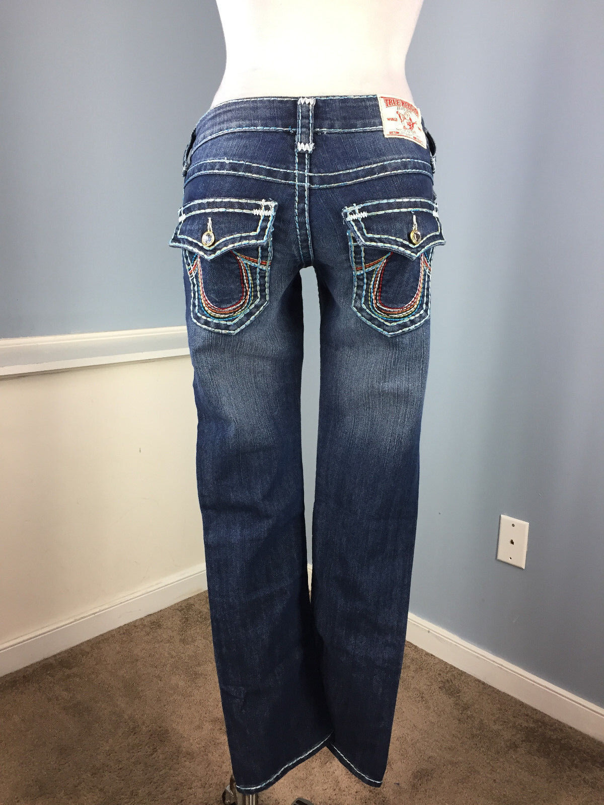 TRUE RELIGION Jeans 25 Rainbow Pocket USA Joey Super T TRUE RELIGION Jeans 25 Rainbow Pocket USA Joey Super T