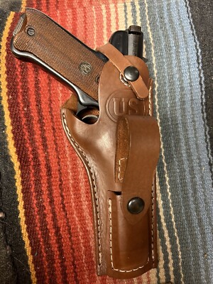 Fit Ruger Mk I II III IV 2 3 4 Brown Leather Holster w/ Mag Pouch for 5.5 w US