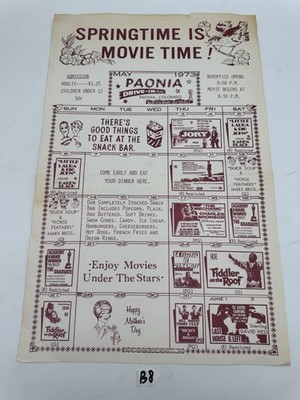 Paonia Drive-In Theatre May 1973 Calendar Movie Schedule Handbill Colorado