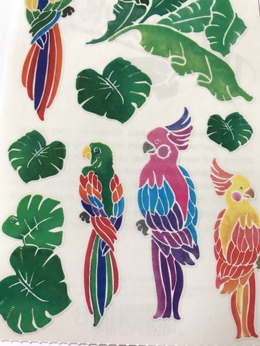 PARROTS POSH IMPRESSIONS MRS GROSSMANS STICKERS TROPICAL LEAVES PALMS BIRDS