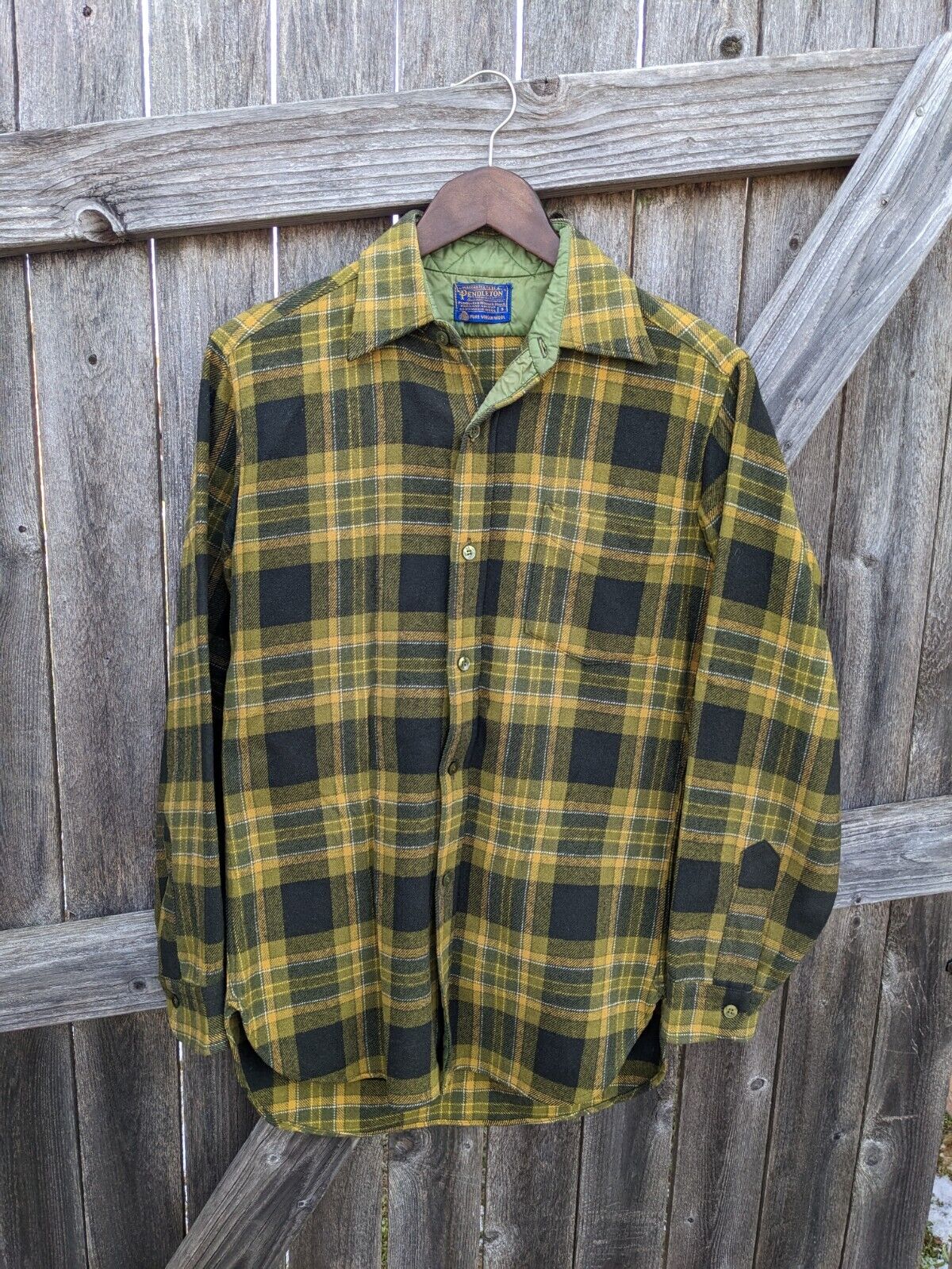 Vintage 1970s Pendleton Wool Lodge Plaid Flannel Shirt Green Vintage 1970s Pendleton Wool Lodge Plaid Flannel Shirt Green